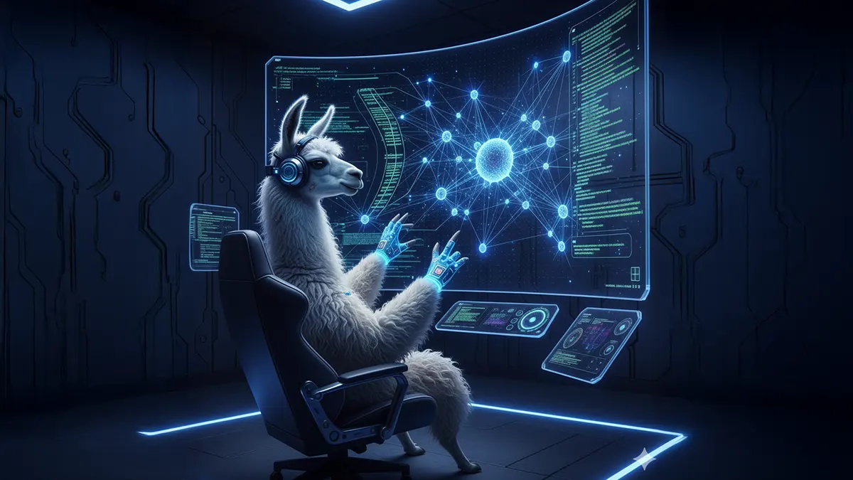 Ein Lama programmiert mit KI